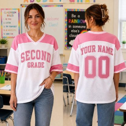 Personalized School Grade Mesh Jersey, Custom Teacher Shirt Mesh Jersey, Back to School Spirit Shirt, Custom Name Number Jersey Gift