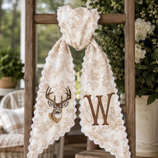 Personalized Deer Hunting Wreath Sash Bow, Hunting Monogram Front Door Bow, Rustic Hunting Deer Door Decor, Farmhouse Deer Wreath Bow