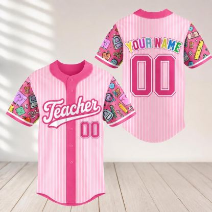 Personalized Teacher Baseball Jersey, Back To School Teacher Shirt, Custom Name Number Jersey, Teacher Appreciation Gift, Teacher Gift