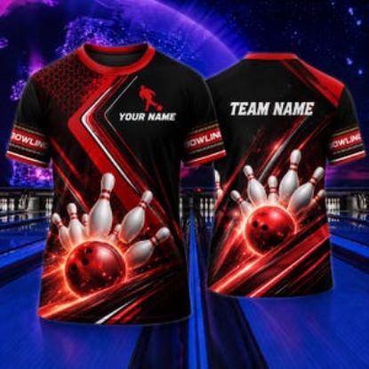 Custom Bowling Shirt, Personalized Bowling Team Jersey, Bowling All Over Print Shirt, Custom Name Team Name Bowling Tee Gift, Bowling Team