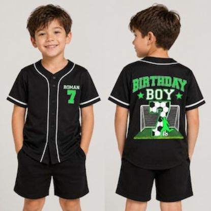 Birthday Boy Soccer Jersey Custom Name Number, Personalized Kids Soccer Outfit Set, Age 7 Birthday Shirt, Boys Sports Party Outfit Gift Idea
