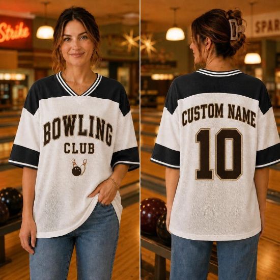 Personalized Bowling Club Mesh Jersey, Custom Bowling Team Jersey, Custom Name Number Shirt, Bowling League Gift, Unisex Sports Jersey