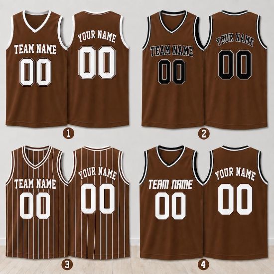 Custom Basketball Jersey, Personalized Team Name Jersey, Brown Striped Sports Jersey, Matching Family Basketball Shirt, Name Number Jersey