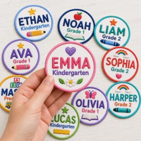Personalized Kids Name Patch, Custom Embroidered School Patch, Kindergarten Grade 1 Grade 2 Preschool Patch, Backpack Patch Back To School