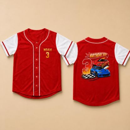 Custom Car Birthday Boy Jersey,Car Birthday Boy Party Shirt Birthday Boy Family Baseball Jersey, Race Car Birthday Shirt ,Racing Boy Toddler