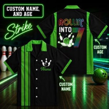Personalized Bowling Birthday Shirt, Custom Age Name Bowling Team Shirt, Retro Bowling Party Outfit, Family Matching Bowling Shirt