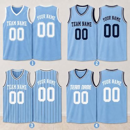Personalized Light Blue Basketball Jersey, Custom Team Name Number Jersey, Sleeveless Sports Tank Top, Custom Basketball Uniform Family