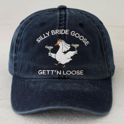 Embroidered Funny Goose Bride Piment Dyed Hat, Funny Wedding Gift, Funny Bachelorette Party Hat, Bachelorette Magrita Hat