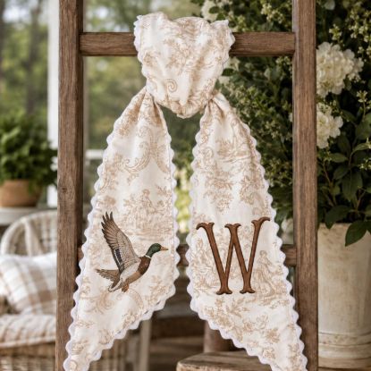 Personalized Duck Wreath Sash Bow, Mallard Duck Front Door Bow, Custom Monogram Wreath Sash, Rustic Farmhouse Hunting Door Decor Gift