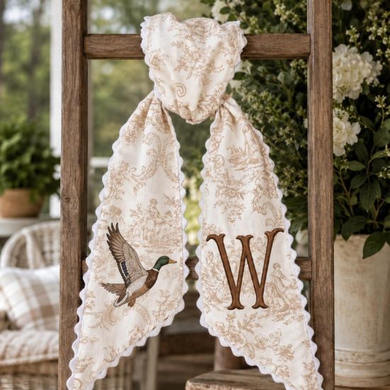 Personalized Duck Wreath Sash Bow, Mallard Duck Front Door Bow, Custom Monogram Wreath Sash, Rustic Farmhouse Hunting Door Decor Gift