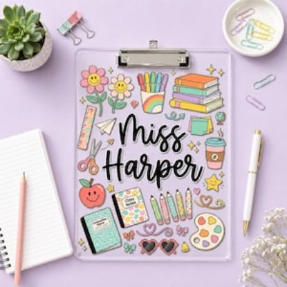 Customized Teacher Clear Acrylic Clipboard, Back To School Teacher Clipboard, Custom Name Clipboard, Cute School Supplies Gift For Educators