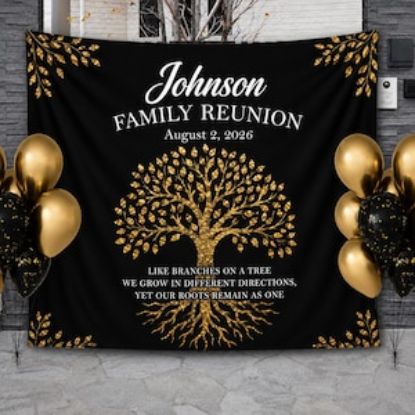 Personalized Family Reunion Banner Custom Name Date, Family Tree Party Backdrop, Reunion Party Decor, Custom Family Gathering Tapestry