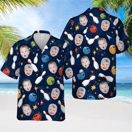 Custom Face Bowling Hawaiian Shirt, Personalized Bowling Team Shirt, Funny Photo Aloha Shirt, Bowling Lover Gift, Bowling Team Outfit Shirt