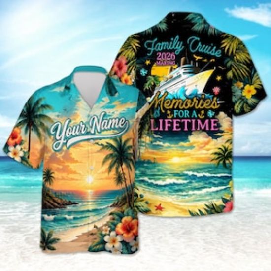 Personalized Family Cruise Hawaiian Shirt, Custom Cruise Vacation Shirt, Tropical Family Trip Shirt, Cruise Matching Family Outfit 2026