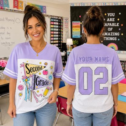 Personalized Custom Grade Mesh Jersey, Back to School Mesh Shirt, Pre-K to 12th Grade Student Jersey, Custom Name & Number School Tee Shirt