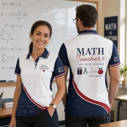 Personalized Math Teacher Polo Shirt for Men and Women, Custom Teacher Name Shirt, Back to School Teacher Gift, Math Teacher Apparel