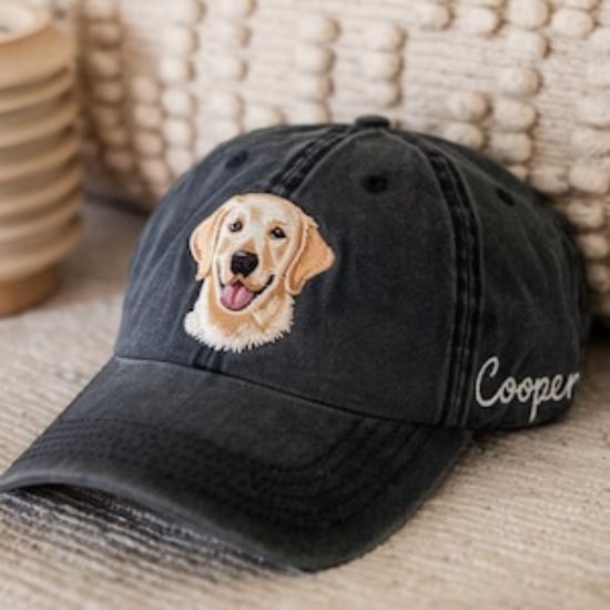 Embroidered Custom Pet Hat Using Pet Photo Personalized Dog Hat, Custom Pet Cap Dog With Name On Hat Side, Gift For Pet Lover, Cat Mom Hat