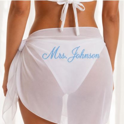 Personalized Bridal Sarong | Custom Embroidered Bride Beach Cover Up | Honeymoon Outfit | Bachelorette Party Gift