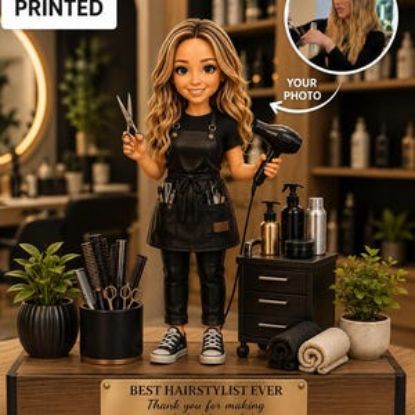Personalized Hairstylist Acrylic Plaque Table Block, Custom Salon Decor Gift, Hairdresser Photo Keepsake With Decor