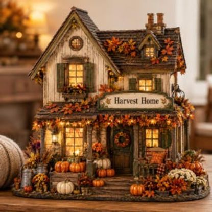 Personalized Harvest Home Wooden Block, Custom Fall Pumpkin House Decor, Autumn Table Sign, Thanksgiving Farmhouse Gift, Cozy Country Shelf