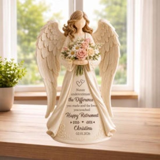 Personalized Retirement Angel 2D Flat Wooden Block, Teacher Appreciation Figurine, Happy Retirement 2026, Retirement Gifts Coworker Teacher